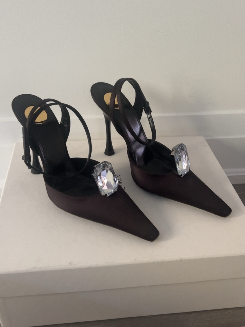 Saint Laurent Harlow 110 Crystal Satin Pumps